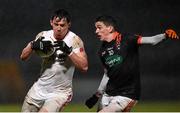 26 March 2016; Mattie Donnelly, Tyrone, in action against Rory Grugan, Armagh. Allianz Football League, Division 2, Round 6, Tyrone v Armagh, Healy Park, Omagh, Co. Tyrone. Photo by Sportsfile
