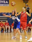 27 March 2010; Claire Rockall, Team Montenotte Hotel Cork, in action against Ann Marie Healy, DCU Mercy. IrishSport.TV Women’s SuperLeague Final, Team Montenotte Hotel Cork v DCU Mercy, National Basketball Arena, Tallaght, Dublin. Picture credit: Brendan Moran / SPORTSFILE