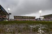 1 April 2016; A general view of surface water in the try zone ahead of the game. Guinness PRO12 Round 19, Ulster v  Connacht. Kingspan Stadium, Ravenhill Park, Belfast. Picture credit: Ramsey Cardy / SPORTSFILE