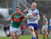 28 March 2010; Dick Clerkin, Monaghan, in action against Seamus O'Shea, Mayo. Allianz GAA Football National League, Division 1, Round 6, Mayo v Monaghan, McHale Park, Castlebar, Co. Mayo. Picture credit: Brian Lawless / SPORTSFILE