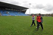28 March 2010; Mayo manager John O'Mahony, left, walks the pitch before the match, with his selectors Tommy Lyons and Kieran Gallagher, right. Allianz GAA Football National League, Division 1, Round 6, Mayo v Monaghan, McHale Park, Castlebar, Co. Mayo. Picture credit: Brian Lawless / SPORTSFILE