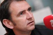 1 April 2010; Bohemians manager Pat Fenlon speaking during a media briefing ahead of Saturday's Setanta Cup Semi-Final against Linfield. Dalymount Park, Dublin. Picture credit: Pat Murphy / SPORTSFILE