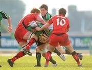 2 April 2010; Mike McComish, Connacht, in action against Roddy Grant, left, and Phil Godman, Edinburgh. Celtic League, Connacht v Edinburgh, Sportsground, Galway. Picture credit: Pat Murphy / SPORTSFILE