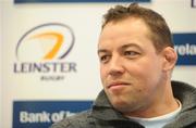 30 March 2010; Leinster forwards coach Jono Gibbes during a press conference. Leinster Rugby Office, Donnybrook, Dublin. Picture credit: Brendan Moran / SPORTSFILE