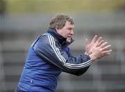 3 April 2010; Cavan Manager, Terry Hyland, shouts instructions to his team. Cadbury Ulster GAA Football Under 21 Championship Semi-Final, Monaghan v Cavan, Brewster Park, Enniskillen, Co. Fermanagh. Picture credit: Oliver McVeigh / SPORTSFILE