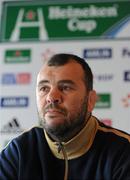 5 April 2010; Leinster head coach Michael Cheika during a rugby squad press conference ahead of their Heineken Cup Quarter-Final game against ASM Clermont Auvergne on Friday night. Old Wesley RFC, Donnybrook, Dublin. Picture credit: Stephen McCarthy / SPORTSFILE