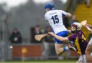 3 April 2016; Colin Dunford, Waterford, is tackled by James Breen, Wexford. Allianz Hurling League Division 1 Quarter-Final, Wexford v Waterford.Innovate Wexford Park, Wexford. Picture credit: Ramsey Cardy / SPORTSFILE