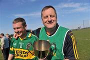 10 April 2010; Kerry manager John Meyler and captain Colin Harris with the cup after the match. Allianz GAA Hurling National League Division 3A Final, Kerry v Derry, Padraig Pearses, Woodmount, Roscommon. Picture credit: Brian Lawless / SPORTSFILE
