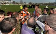 11 April 2010; Armagh manager, Paddy O'Rourke, surrounded by reporters after the game. Allianz GAA Football National League Division 2 Round 7, Donegal v Armagh, O'Donnell Park, Letterkenny, Co. Donegal. Picture credit: Oliver McVeigh / SPORTSFILE