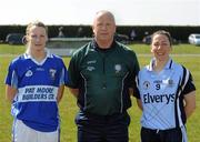 11 April 2010; Referee Keith Delahunty with team captains Angela Casey, Laois, left, and Denise Masterson, Dublin, right. Bord Gais Energy Ladies National Football League, Round 7, Laois v Dublin, Stradbally, Laois. Picture credit: Pat Murphy / SPORTSFILE
