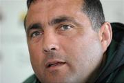 12 April 2010; Connacht head coach Michael Bradley during a press conference ahead of their Celtic League match against Munster on Sunday. Cawley Room, Sportsground, Galway. Photo by Sportsfile