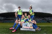 7 April 2016; 5-a-side players, from left, Andrew Doyle, Tom Brady, Andrew Dickson, Joshua Moffett, and Andrew Bingham, at the launch of Red Bull Neymar Jr’s Five, a unique knockout 5 a side football tournament with a difference. This fun, fast-paced and technical game will give young local footballers, 16 to 25 years, the opportunity to put teams together to compete and represent Northern Ireland at the World Final in Brazil this summer http://www.neymarjrsfive.com/country/northern-ireland/. National Football Stadium, Belfast. Picture credit: Ramsey Cardy / SPORTSFILE