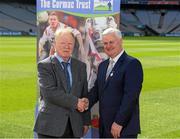 7 April 2016; Uachtarán Chumann Lúthchleas Gael Aogán Ó Fearghail with Brendan McAnallen, The Cormac Trust, at the announcement that five charities from around the country and representing a range of different causes were selected by the Association to be charity partners for this year. Croke Park, Dublin. Picture credit: Ray McManus / SPORTSFILE