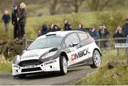 8 April 2016; Elfyn Evans and Craig Parry, Ford Fiesta R5, in action on Special Stage 1 Cairncastle, Larne, Co. Antrim, during Day 2 of the Circuit of Ireland Rally. Picture credit: Philip Fitzpatrick / SPORTSFILE