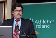 15 April 2010; John Foley, CEO Athletics Ireland, speaking at the launch of the Athletics Ireland High Performance Plan. Conrad Hotel, Earlsfort Terrace, Dublin. Picture credit: Pat Murphy / SPORTSFILE