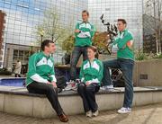 15 April 2010; Athletes, from left, Jamie Costin, 50k, David Campbell, 800m, Ciara Mageean, 800m, and Brian Greegan, 400m, at the launch of the Athletics Ireland High Performance Plan. Conrad Hotel, Earlsfort Terrace, Dublin. Picture credit: Pat Murphy / SPORTSFILE