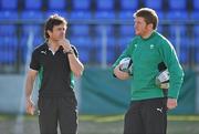 13 April 2010; Ireland head coach Allen Clarke, left, with assistant coach Jonny Bell. U19 International Friendly, Ireland v France, Donnybrook Stadium, Dublin. Picture credit: Brendan Moran / SPORTSFILE