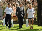 16 April 2010; Athletes Benita Willis, from Australia, and Robert Heffernan, 50k walk, with Willie O'Byrne, Managing Director of Spar Ireland, during a photocall ahead of the SPAR Great Ireland Run which takes place on Sunday 18th of April in the Phoenix Park, Dublin. The Burlington, Upper Leeson Street, Dublin. Picture credit: Pat Murphy / SPORTSFILE