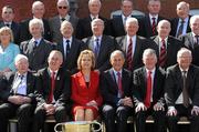 16 April 2010; The President of Ireland Mary McAleese, Uachtarán Chumann Lúthchleas Gael Criostóir Ó Cuana, Dr Martin McAleese, former GAA President Paddy McFlynn, extreme left, Seamus Walsh, Down Co Chairman, and the 1960 captain Kevin Mussen, extreme right, with a selection of the players or their representatives at the Iconic Event to celebrate the Down All-Ireland Teams of 1960 / 61. Slieve Donard Hotel, Newcastle, Co. Down. Picture credit: Ray McManus / SPORTSFILE