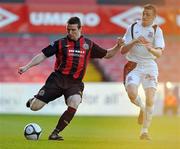 16 April 2010; Brian Shelley, Bohemians, in action against Anto Flood, Galway United. Airtricity League Premier Division, Bohemians v Galway United, Dalymount Park, Dublin. Picture credit: David Maher / SPORTSFILE