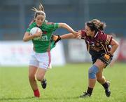 17 April 2010; Sinead Doogue, St Leos, in action against Caoimhe McGovern, Loreto Grammar School. Tesco All-Ireland Senior A Post Primary Schools Final, St Leos, Carlow v Loreto Grammar School, Omagh, Tyrone. Pearse Park, Longford. Picture credit: Matt Browne / SPORTSFILE