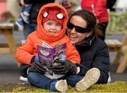 10 April 2016; Cara McGennis from Stillorgan with her son Charlie McGennis, age 3, at Leopardstown, Co. Dublin. Picture credit: Matt Browne / SPORTSFILE