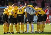 17 April 2010; St. Patrick’s Athletic in their pre match huddle. Setanta Sports Cup Semi-Final 2nd Leg, Sligo Rovers v St. Patrick’s Athletic, Showgrounds, Sligo. Picture credit: Oliver McVeigh / SPORTSFILE