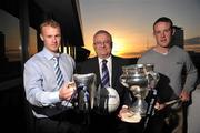 19 April 2010; Willie Hyland, right, LIT (Laois) and Michael Shields, left, UCC, Cork pictured before receiving their Ulster Bank Rising Star Awards from Sean Martyn, centre, Director, Business Banking, Area East, Ulster Bank. The 30 students were presented with their awards at a reception held in Ulster Bank Group Centre in Dublin, which saw 14 counties represented. The Ulster Bank Rising Stars is selected from 5,000 registered players across 57 colleges and seven senior level championships, with the top 15 players in both football and hurling receiving the prestigious accolade. Picture credit: David Maher / SPORTSFILE