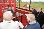 20 April 2010; Munster team manager Shaun Payne speaks to journalists during a rugby squad press conference ahead of their Celtic League game against Ospreys on Saturday. University of Limerick, Limerick. Picture credit: Brian Lawless / SPORTSFILE