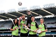 12 April 2016; TV star Moone Boy, David Rawle, joined a host of GAA stars today at Croke Park to launch Kellogg’s GAA Cúl Camps 2016. The summer camps attract over 100,000 children and are hosted in more than 1,000 locations nationwide. Costing just Ä55 for a full week of fun, coaching and a free kit, Kellogg’s is on a mission for the promotion of nutrition coupled with physical activity. Sign up for Kellogg’s GAA Cúl Camps at www.kelloggsculcamps.gaa.ie. Pictured are Kellogg’s GAA Cúl Camps ambassadors, Cork camogie player Aisling Thompson, Mayo footballer Aidan O'Shea, Kilkenny hurler TJ Reid and Armagh ladies footballer Aimee Mackin with 9 year old Alice Brannigan. Croke Park, Dublin. Picture credit: Ramsey Cardy / SPORTSFILE