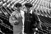 14 April 2016; Sean Cavanagh, left, Tyrone, and Gearóid McKiernan, Cavan, in Croke Park ahead of their Allianz Football League Division 2 Final. Croke Park, Dublin. Picture credit: Brendan Moran / SPORTSFILE