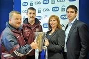 20 April 2010; At the launch of the 2010 ESB GAA Minor Championships are, from left, Galway manager Mattie Murphy, captain Daithi Burke, Lisa Browne, Sponsorship Managerm ESB and Galway footballer Paul Clancy of ESB. ESB, in partnership with the GAA, will be delivering a players' sustainability programme, focused specifically on the needs of minor players throughout the championships. Croke Park, Dublin. Picture credit: Brendan Moran / SPORTSFILE
