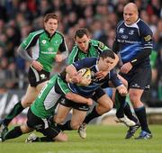 21 April 2010; Simon Keogh, Leinster, in action against Conor O Loughlin and Brian Tuohy, Connacht. Celtic League, Connacht v Leinster, Sportsground, Galway. Picture credit: Ray Ryan / SPORTSFILE