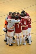 19 April 2010; The NUIG team gather together in a huddle before the game. National Colleges and Universities Futsal Cup Quarter Final 2, NUIG v Queens University, University of Limerick, Limerick. Picture credit: Diarmuid Greene / SPORTSFILE