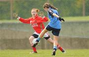 24 April 2010; Louise Kelly, St Patrick’s Academy, shoots to score her side's second goal. Tesco All-Ireland Junior A Post Primary Schools Final, St Patrick’s Academy, Dungannon v St Leo’s, Carlow, Gaelic Grounds, Drogheda, Co. Louth. Photo by Sportsfile