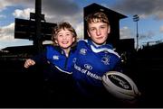 15 April 2016; Leinster supporters Oisin and Fergus Stanley, from Celbridge, Kildare, ahead of the Guinness PRO12, Round 20, clash between Leinster and Edinburgh at the RDS Arena, Ballsbridge, Dublin. Picture credit: Ramsey Cardy / SPORTSFILE