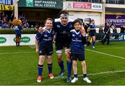 15 April 2016; Leinster match day mascots Shane Moore, from Blanchardstown, Dublin, left, and Rory Donohue, from Blackrock, Dublin with captain Rhys Ruddock ahead of the Guinness PRO12, Round 20, clash between Leinster and Edinburgh at the RDS Arena, Ballsbridge, Dublin. Picture credit: Ramsey Cardy / SPORTSFILE