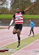 15 April 2016; Promice O'Kafor, Cork IT, competes in the men's long jump event. Irish Universities Athletic Association Track & Field Championships 2016, Day 1. Morton Stadium, Santry, Co. Dublin. Picture credit: Cody Glenn / SPORTSFILE