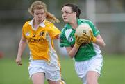 25 April 2010; Paula Donnelly, Limerick, in action against Maread Cooper, Antrim. Bord Gais Energy Ladies National Football League Division 4 Semi-Final, Antrim v Limerick, Lorcan O'Toole Park, Crumlin, Dublin. Picture credit: Matt Browne / SPORTSFILE