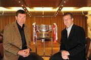 26 April 2010; Galway manager John McIntyre, left, with Cork manager Denis Walsh at a press conference ahead of the Allianz GAA Hurling National League 2010 Division 1 and 2 Finals on Sunday evening next in Semple Stadium. Clare play Wexford at 5pm and Cork play Galway at 7pm. Allianz Headquarters, Elm Park, Ballsbridge, Dublin. Picture credit: Brendan Moran / SPORTSFILE