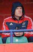 28 April 2010; Munster captain Paul O'Connell, who sat out the session, watches squad training from the main stand in Musgrave Park ahead of their Heineken Cup Semi-Final against Biarritz Olympique on Sunday. Musgrave Park, Cork. Picture credit: Matt Browne / SPORTSFILE