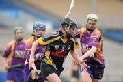 24 April 2010; Jacqui Frisby, Kilkenny, in action against Caroline Murphy, right, and Josie Dwyer, Wexford. Division 1 Camogie National League Final, Offaly v Wexford, Semple Stadium, Thurles, Co. Tipperary. Picture credit: Brian Lawless / SPORTSFILE