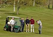 19 April 2016; Ireland rugby player Fergus McFadden pitches onto the 18th green. Druids Glen CEO Edward Stephenson and ambassadors Fergus McFadden, Rob and Dave Kearney joined Jonathan Irwin from the Jack & Jill Foundation to launch the Jack & Jill Annual Golf Classic which will take place in Druids Glen Hotel & Golf Resort on Friday 13th May 2016. The classic is open to teams of four and the donation per team is €1,024, the equivalent of one month’s nursing care for one Jack & Jill baby. Team slots are filling up fast - if you wish to book a team, please contact the Jack & Jill office on 045 894538.  . Druids Glen Resort, Newtownmountkennedy, Co. Wicklow. Picture credit: Matt Browne / SPORTSFILE