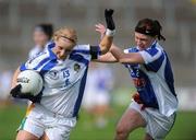 1 May 2010; Evie Guckian, Leitrim, in action against Maggie O'Brien, Limerick. Bord Gais Energy Ladies National Football League Division 4 Final, Leitrim v Limerick, Kingspan Breffni Park, Cavan. Picture credit: Oliver McVeigh / SPORTSFILE