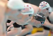 1 May 2010; Conor Leany, from Larne Swimming Club, Co. Antrm, jumps in to the pool prior to finishing 1st in the Men's 100 Meter Free. 2010 Irish Long Course National Championship Finals, National Aquatic Crentre, Abbotstown, Dublin. Photo by Sportsfile