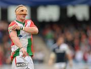 2 May 2010; Imanol Harinordoquy, Biarritz Olympique, supporting a face mask following a recent broken nose. Heineken Cup Semi-Final, Biarritz Olympique v Munster, Estadio Anoeta, San Sebastian, Spain. Picture credit: Stephen McCarthy / SPORTSFILE