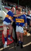 3 June 2001; Tipperary players John Leahy, left, and Paul Ormonde celebrate following the Guinness Munster Senior Hurling Championship Semi-Final match between Tipperary and Clare at Páirc Uí Chaoimh in Cork. Photo by Ray McManus/Sportsfile