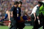 3 June 2001; John Leahy of Tipperary is stretchered off the field with a knee injury during the Guinness Munster Senior Hurling Championship Semi-Final match between Tipperary and Clare at Páirc Uí Chaoimh in Cork. Photo by Ray McManus/Sportsfile