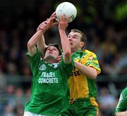 19 May 2001; Michael Lilly of Fermanagh is tackled by Tony Boyle of Donegal during Bank of Ireland Ulster Senior Football Championship Preliminary Round Replay match between Fermanagh and Donegal at Brewster Park in Enniskillen, Fermanagh. Photo by Damien Eagers/Sportsfile