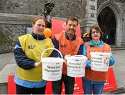 22 April 2016; 3,000 volunteers are out in force across Ireland today, Friday 22nd, trying to raise €650,000 for Special Olympics in just 24 hours. All of the funds raised go towards supporting 9,100 athletes right across Ireland. Collection locations in 250 villages, towns and cities in Ireland. Visit specialolympics.ie to donate and for more details. Pictured are, from left to right, Fiona Byrne, Special Olympics Ireland athlete, Matt English, CEO of Special Olympics Ireland, and Nichole Redmond, Special Olympics Ireland athlete. Special Olympics Collection Day. Dublin. Picture credit: Seb Daly / SPORTSFILE